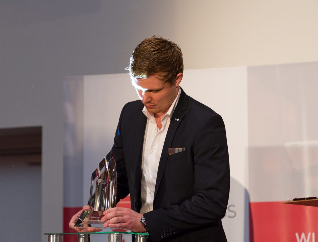 Niels Palmers tijdens de Young Business Award.